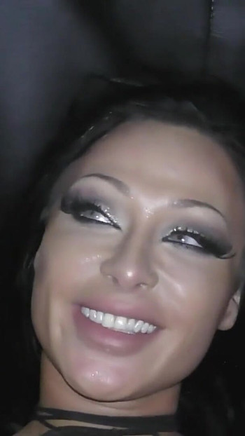 Iconic moment from "German Big Boobs Bombshell Jack Lawless at real Amateur Gangbang in Street Limo"