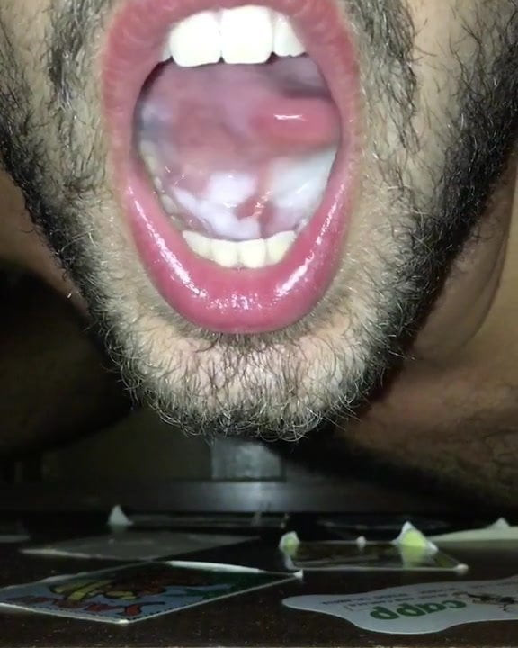 Playing with cum after blowjob