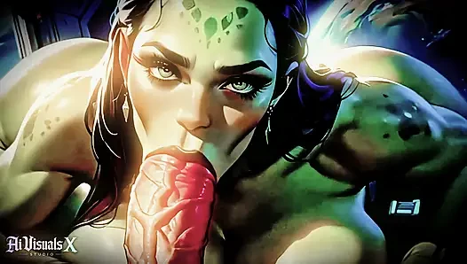 Kompilasi orc elf alien fantasi sepong kontol & ngentot toket - bokep animasi (ai generated)