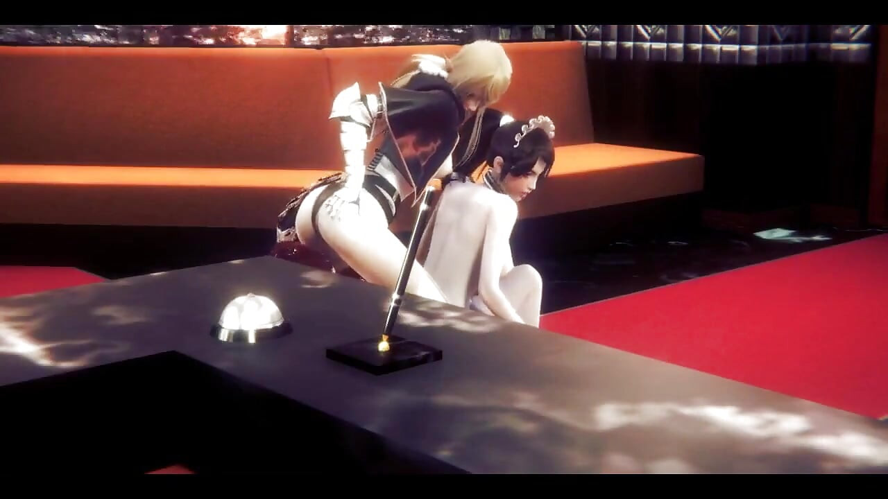 Okensurerad hentai 3D - hembiträdesex med 2 pojkar och 1 flicka - japansk asiatisk manga anime filmspel porr