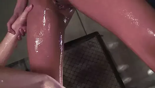 HOT BABE GAGS ON A HUGE COCK THEN GETS SHAVED PUSSY FUCKED