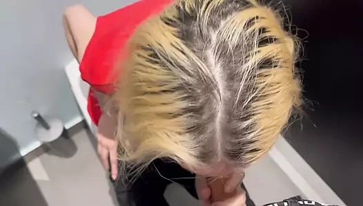 Risky sex in a public men's toilet with a cute blonde girl. She squirted all over the floor and we almost got caught.