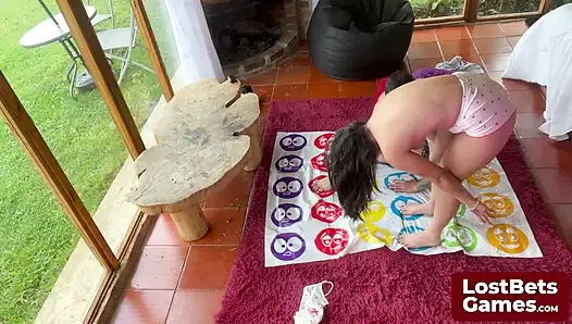 Amelia and Lucas are twisting up the heat with a strip Twister