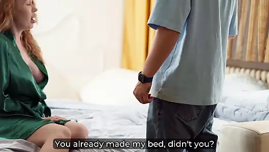 Step Mom's Share Bed Tease Backfires! Stepson Fucks Stuck MILF!