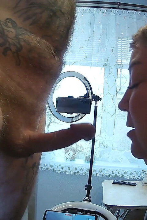 Cumming dick after blowjob view from different sides