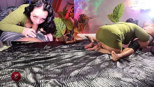 Horny Assistant Seduces in a Green Dress