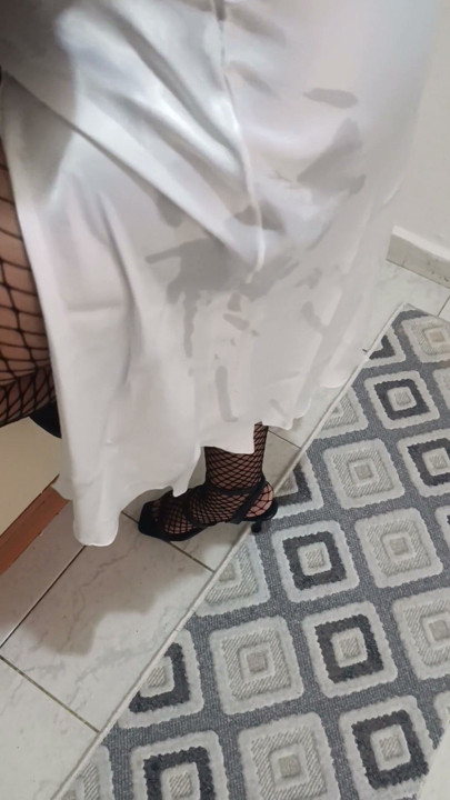 White nightgown fishnet stockings, this is the woman I'm looking for | Clip 1