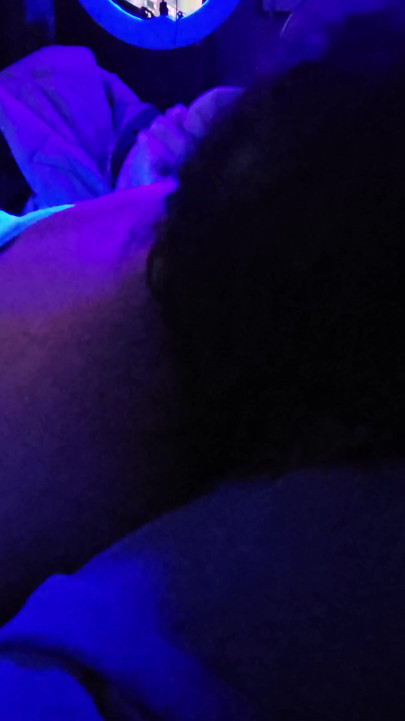 Naked sucking cock under black light got mouthful | Clip 1