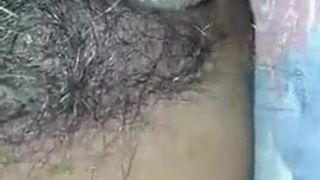 Close-up, hairy Indian pussy masturbation