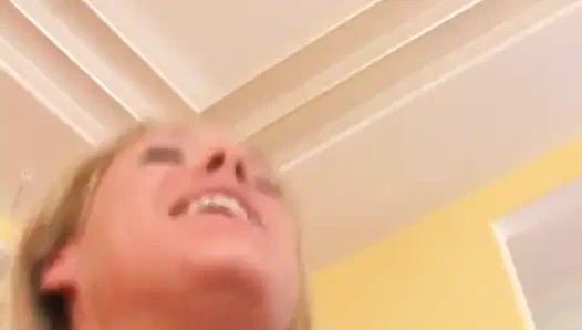 Young stud gets his balls licked while he fucks a blonde babe