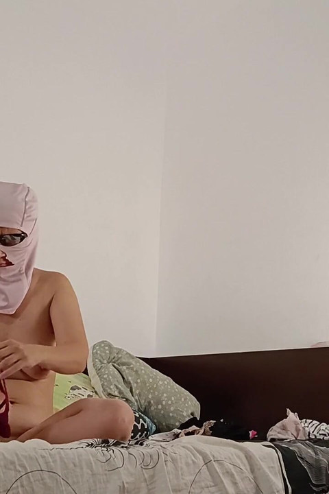 Amateur Woman Has Fun Trying on Clothes and Cutting Them.