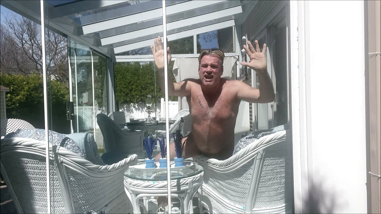 HUNK DADDY BEAR NAKED SUNBATHING IN THE VERANDA 4
