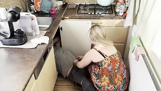The Plumber Also Performs Maintenance on the Hot Blonde Wife While Her Husband Is at Work