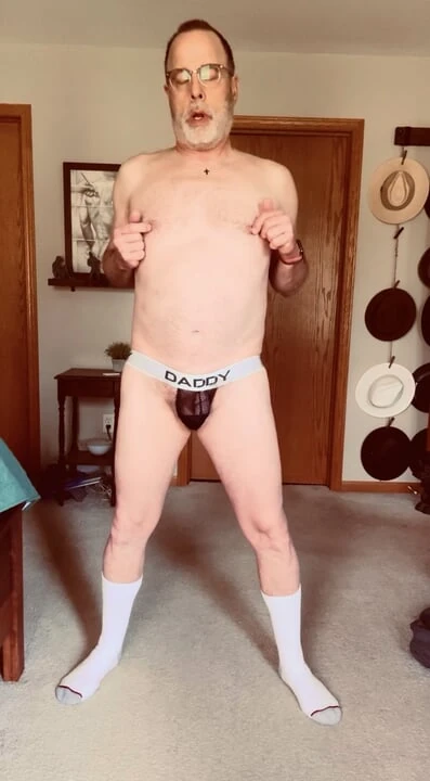Daddy strips - stroking - cums