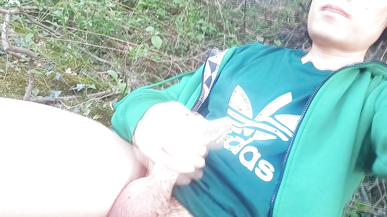 Ruined orgasm, but wanna full, thick cum, gay twink jerking off outdoor in adidas Stan Smith sneakers  Gay Asian boy wanking
