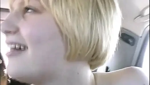 Horny Young Girl with Hairy Pussy Fucked in Car and Cum on Huge Tits by Big Amateur Cock