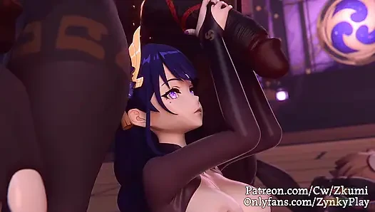 Girl gets fucked by several black men fucking her ass