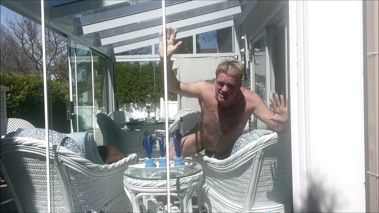 HUNK DADDY BEAR NAKED SUNBATHING IN THE VERANDA 4