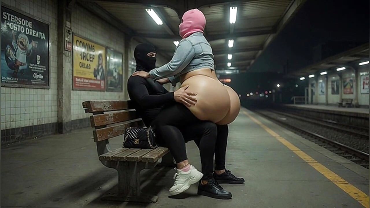 "Masked Stranger Grabs Thick BBW Ass at Empty Train Station"