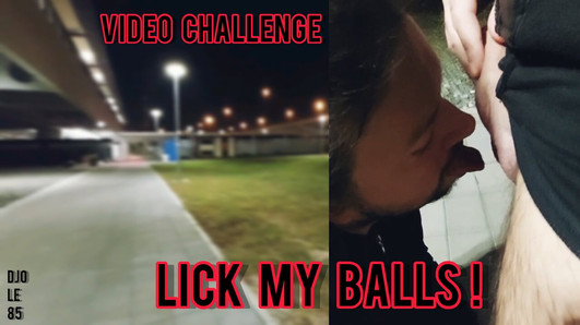 Public video challenge - balls licking