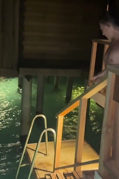 Naked Island Girl Ocean Swimming