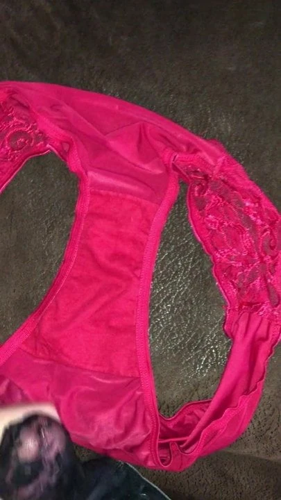 Playing with wifes friends panties.  And lots of cum