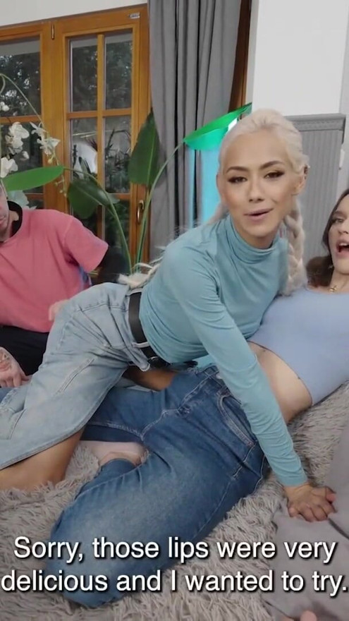 SWAP4K. A kinky couple had a hard threesome with a hot girl, her boyfriend watched through the glass | Clip 1