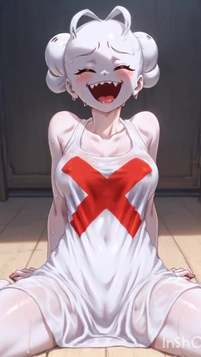 White ghost girl masturbates and drools with pleasure | Clip 1