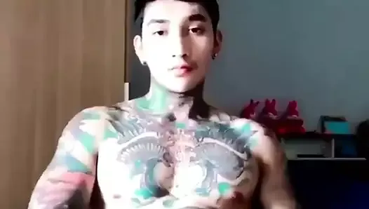 big dicked asian tattooed jock on cam (32'')