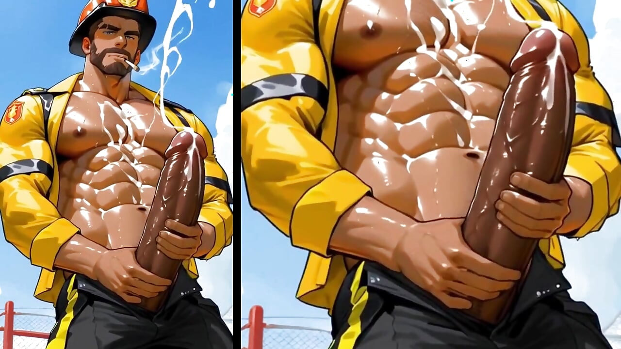 Bombeiros safados fazem sexo secreto. Animação Hentai Yaoi.