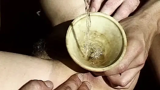 Piss-addicted French slut fucked in gangbang on the tennis court