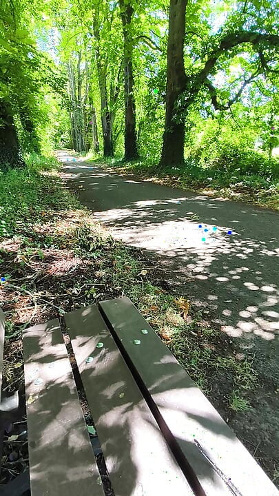Соло мастурбация на скамейке в лесу
