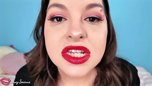 Forever Weak for My Lips - Seductress Sydney Screams Applies Red Lipstick Before Covering You with Her Lipstick Kiss Marks