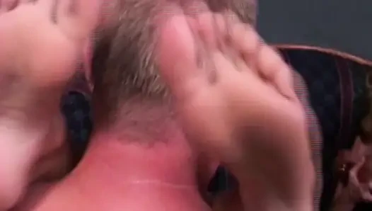 Blonde and Brunette MILFs in Wild Foot Fetish Orgy