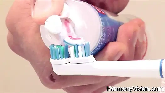 Slutty babe takes two dicks and sperm