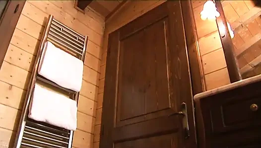 Naughty and naked woman banged by a younger boy in a chalet
