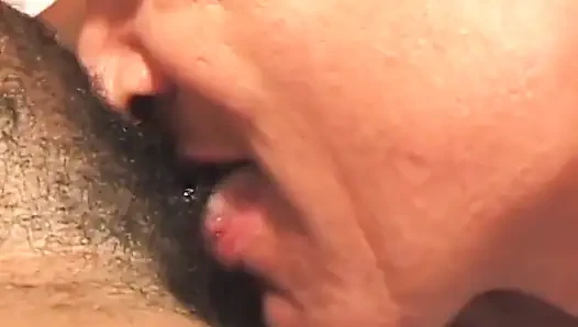 Pregnant ebony gets her hairy pussy drilled by older white man