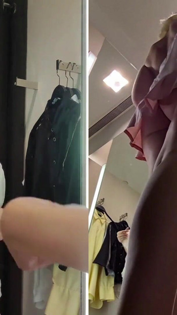 Memorable moment from "Sexy babe with big boobs tries on transparent clothes. Video from public fitting room"