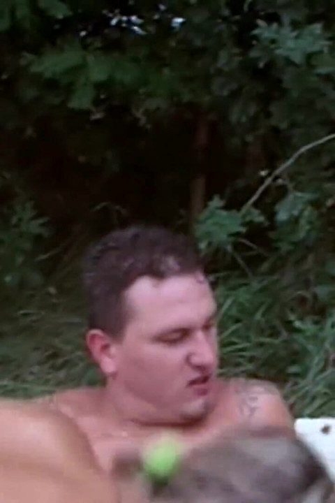 Hairy teen banged outdoor