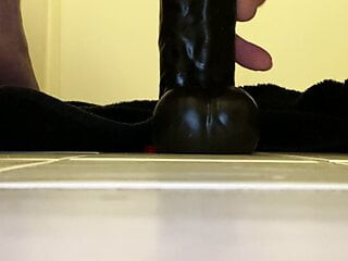 Fucking my big black dildo