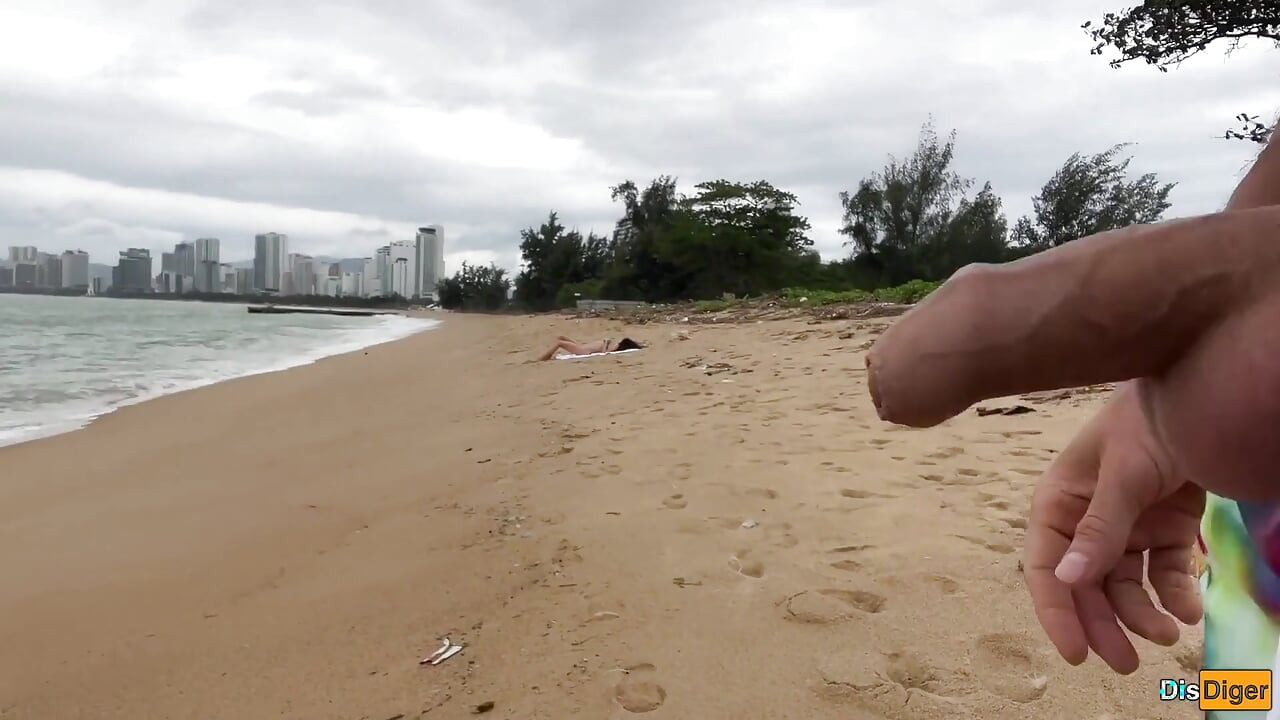 Babe Can I Cum on Your Tits? - Cock Flashing on the Beach