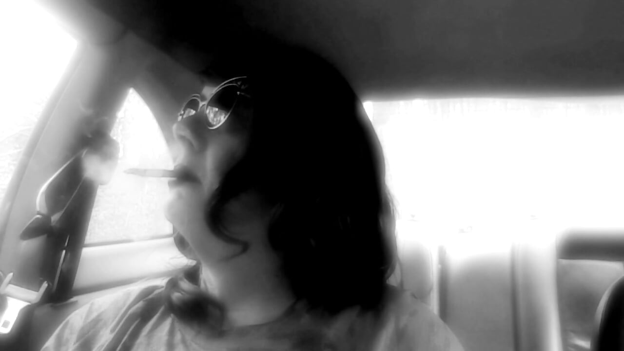 YOUR RED HEAD AUNT RUTHIE DESTROYS A MARLBORO 100 IN HER CAR