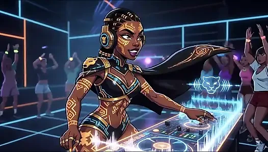 AI- DJ Girls in Private Exclusive Party - Beach Sunset + Tron Futuristic  + Tokyo Neon