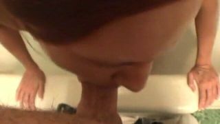 Pierced GF Sucks Stud's Cock While In A Bathtub