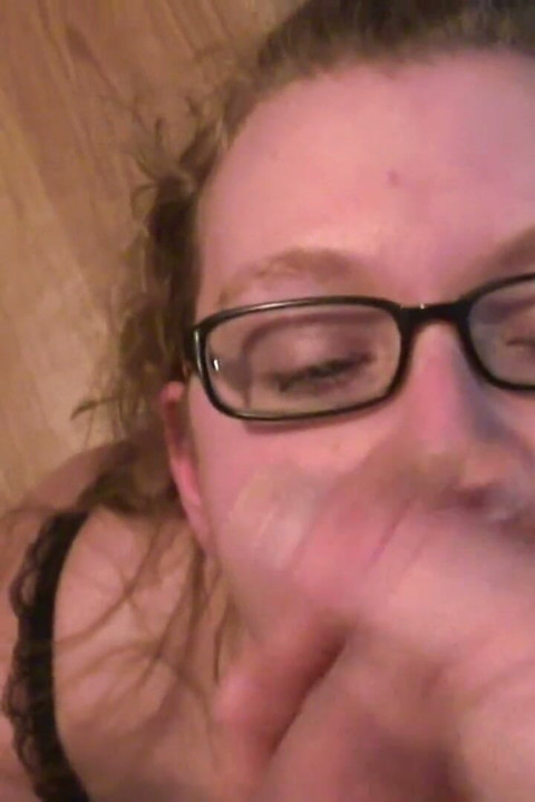 Girlfriend with glasses blowjob