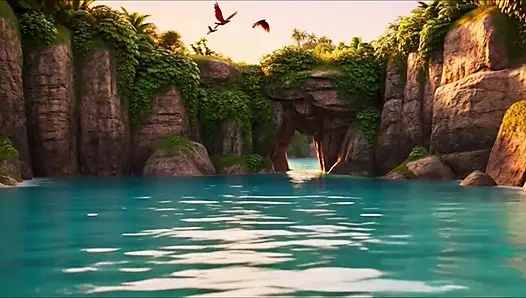 Чувственное пиратское приключение: строительство тропического укрытия (создано AI)