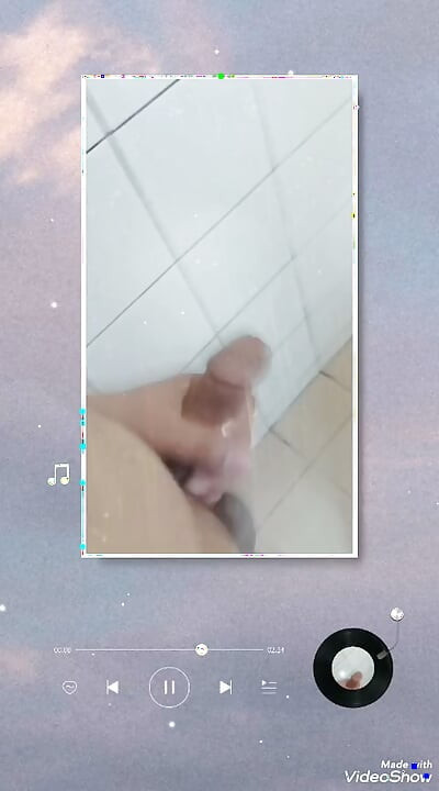 Shower enjoying penis masturbating