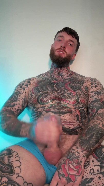 Tattooed Dom Worship Cumshot POV