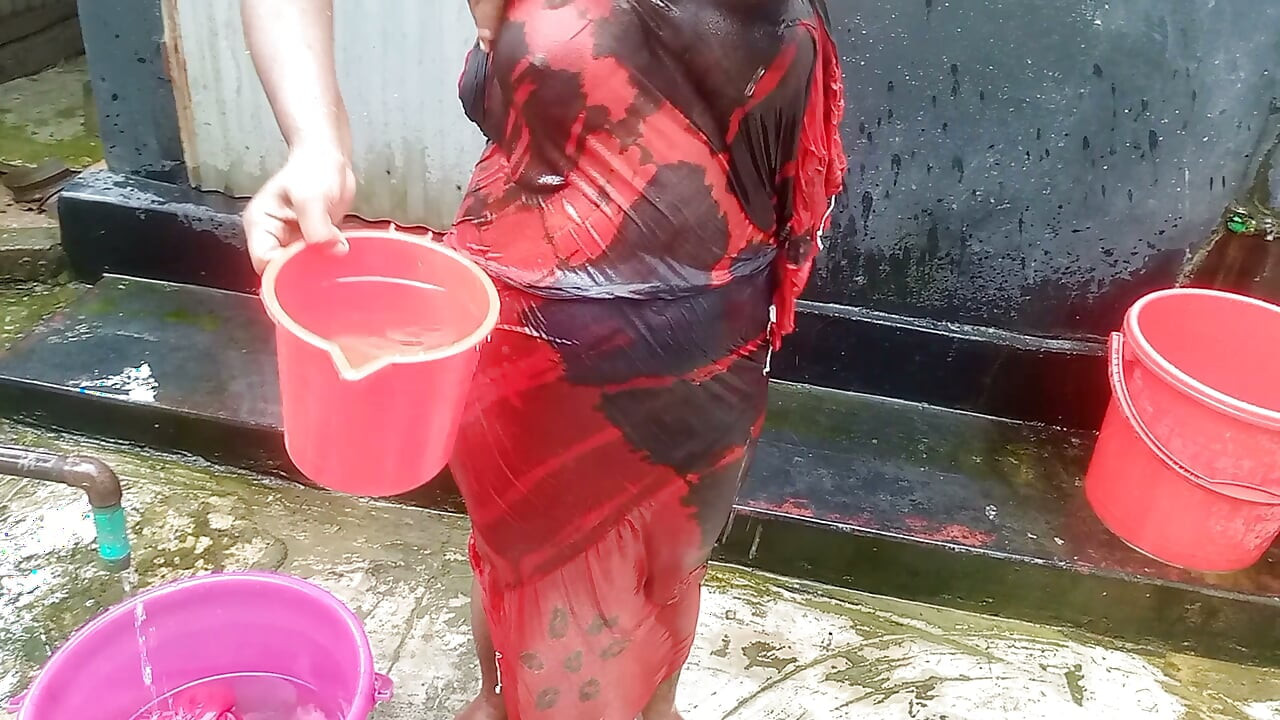 Hardcore doggy style sex  an Indian stepmother and her stepson after he sees her urinating while bathing outdoors