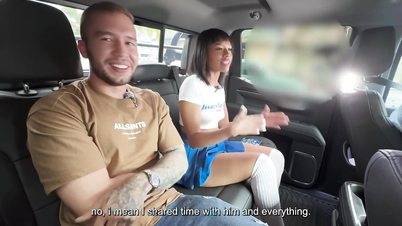 Interracial Sexcar: Brittanytaylor Ebony Woman with a Big Butt, Devours a Blonde's Cock Behind the Car While Her Friend Watches